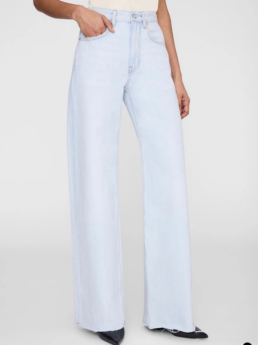Annie Bing Lewis Jean High-Rise Light Wash Wide-Leg Jeans